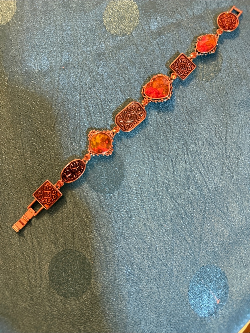 Women's Rose Gold Red Stone Link Bracelet